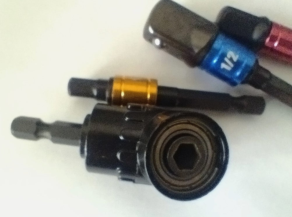 105 Deg Hex Shank Screwdriver Adaptor with Socket Adaptors 1/4" 3/8" 1/2"