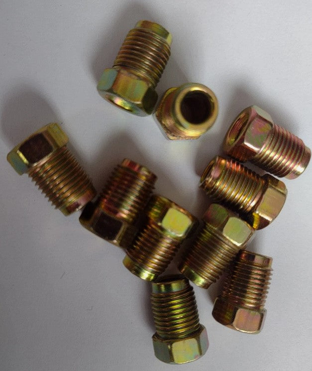 10 x 1mm Brake Pipe Nuts Male Short for 3/16 Pipe (10)